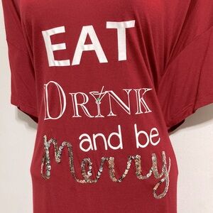 DB Printed V Neck Short Sleeve Sleepshirt Nightshirt Womens Plus Size 2X